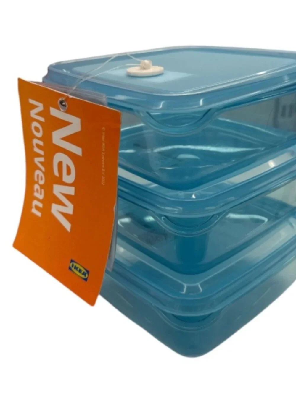 PRUTA 105.971.03 Food container with lid, blue, 20 oz/3 pack